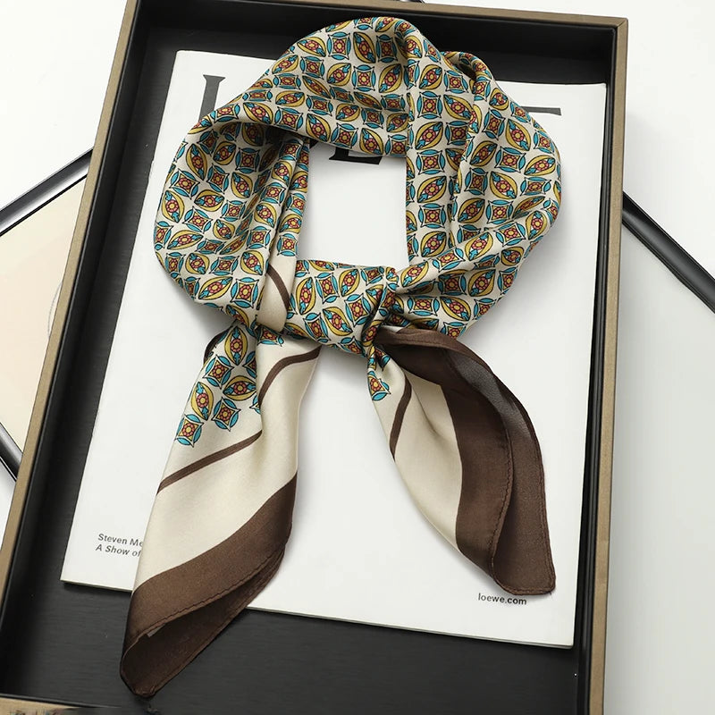 New Satin Shawl Design Wild leopard Print Silk Square Women neck scarves Wrap Headkerchief Beach Hair Band women's bandana