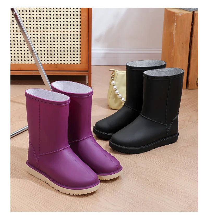 2025 New Women's Fashionable Low-Cut Soft-Soled Anti-Slip Rain Boots Waterproof Comfortable PVC Material for All Seasons