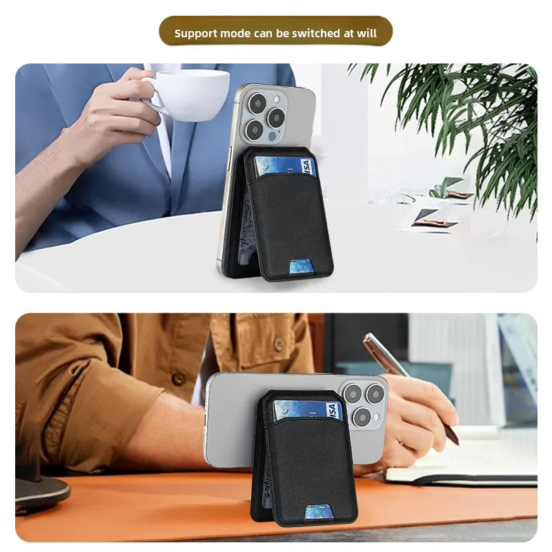 Luxury Strong Magnetic Leather Vertical Card Solt Credit ID Mobile Phone Back Pocket Wallet Case Phone Stand Shockproof Cover
