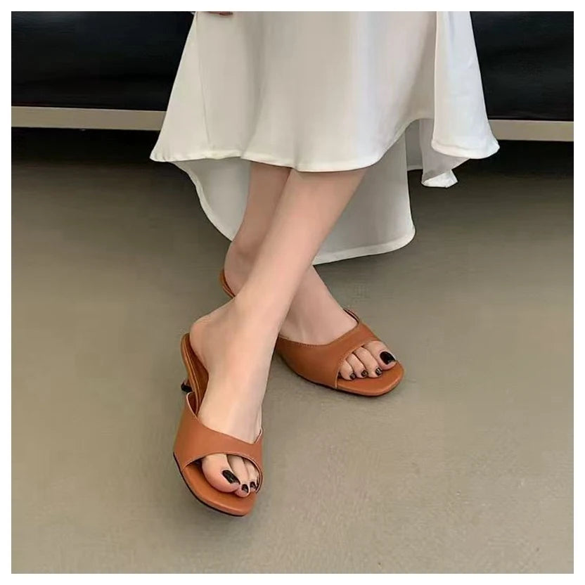 2026 Fashion Sexy Thin High Heels Slides Women Open Toe Pumps Slip Sandal Female Slippers Mule Patent Leather Outdoor Flip Flops