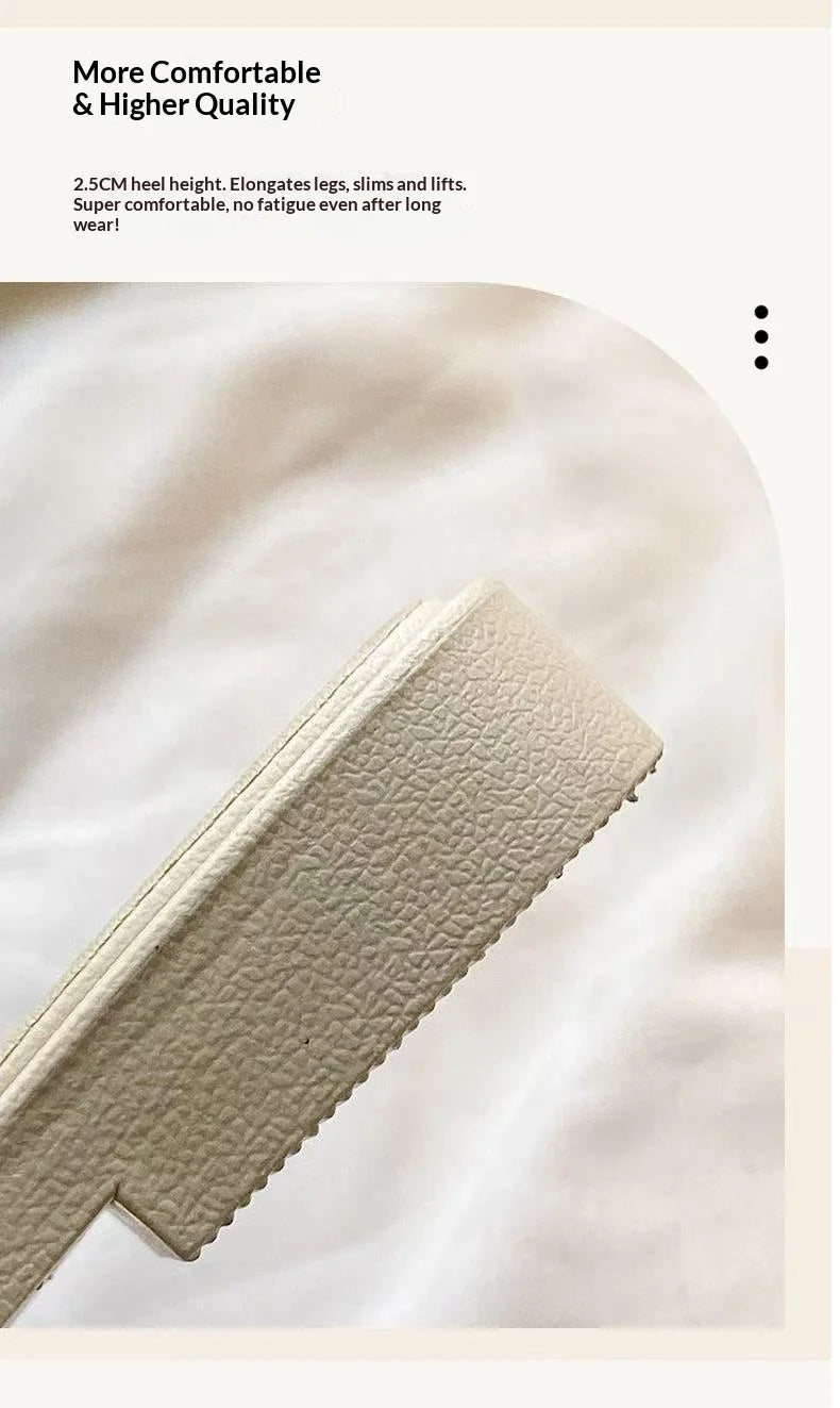 Fashion women's smooth slippers small Xinhong style French-style square toe high-end summer beach and outdoor slippers Advanced