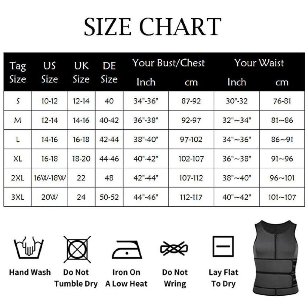 Sauna Vest Waist Trainer for Men Sauna Suit Double Sweat Belt Body Shaper for Gym Workout Exercise Zipper Tank Top Shapewear