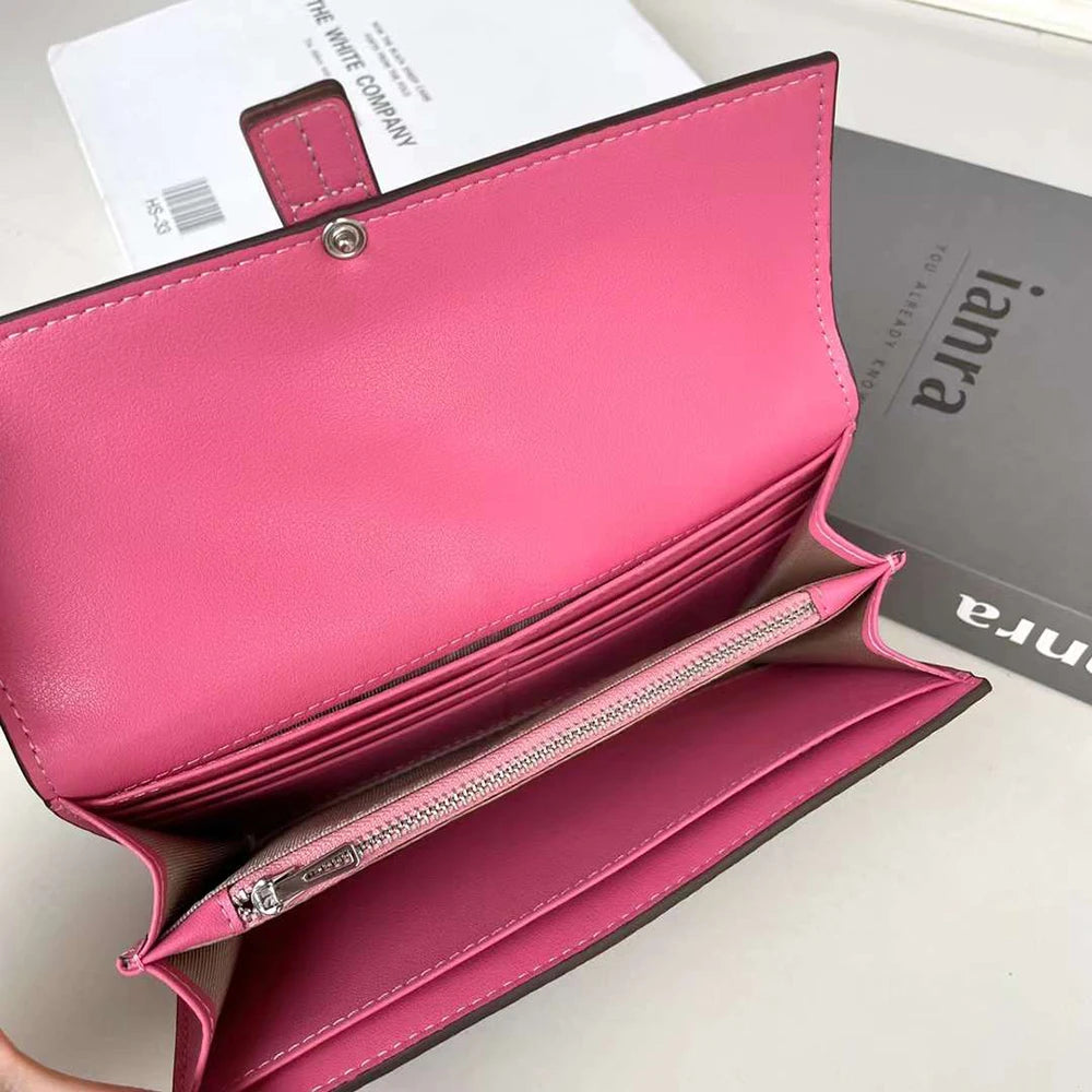 Luxury Genuine Leather Women Long Wallet Custom Name Female Card Holder Clutch Bag Fashion New Personalize Initials Purse Wallet