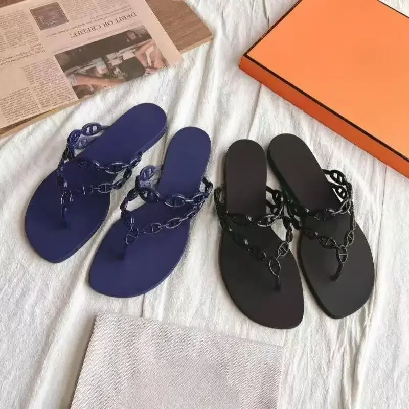 Summer Women Slippers Bow Flip Flops Rivet Flats Sandals Outdoor Transparent Crystal Beach Shoes Female Open Toe Shoes