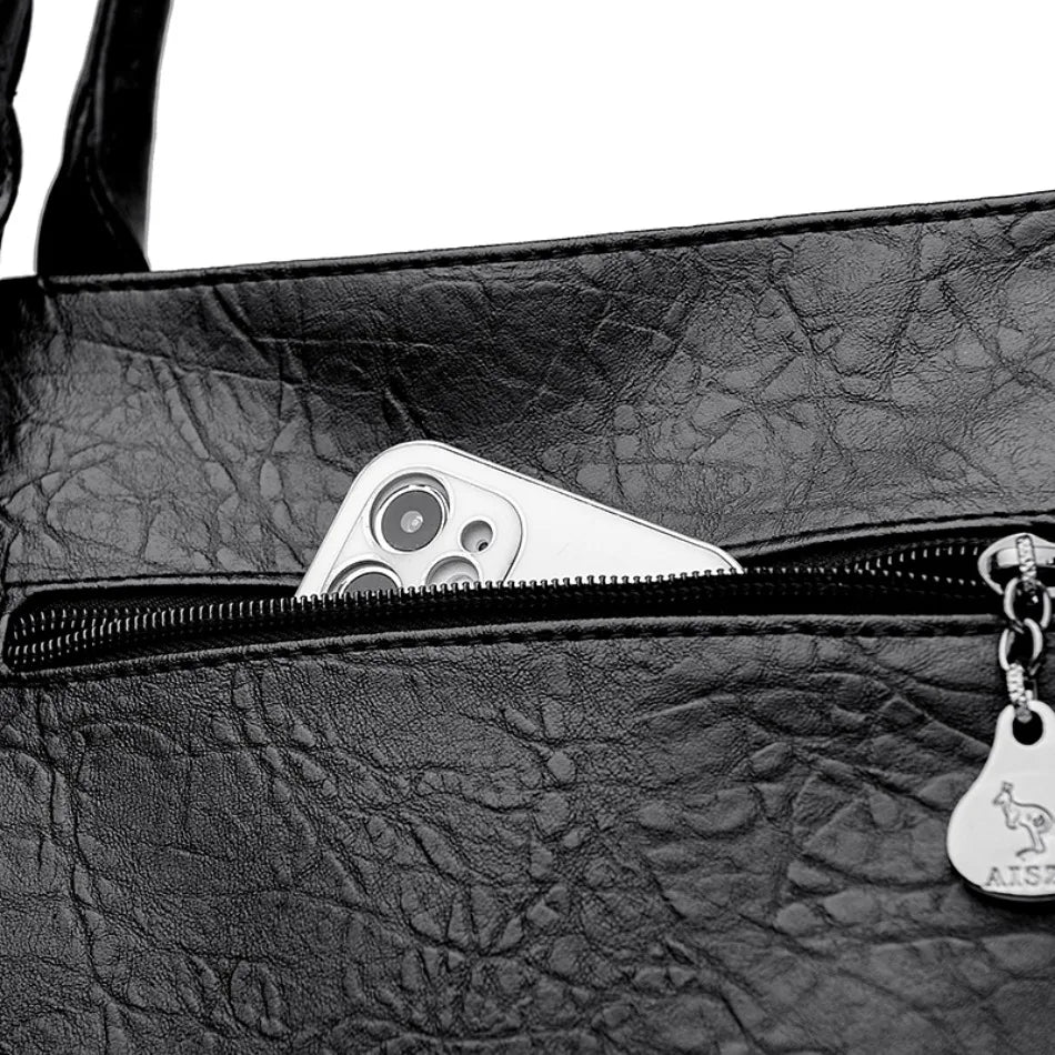 Genuine Brand Soft Pu Leather HandBags Designer Top-Handle Bags Shoulder Crossbody Bags for Women Large Capacity Casual Tote Sac