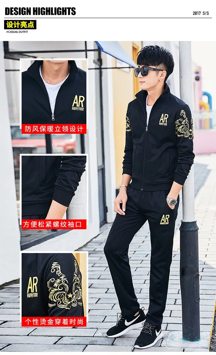 Plus Size 5XL 6XL Men's Tracksuit Autumn Clothes Sportswear Two Piece Set Men Jacket Sweatpants Male Sweatsuit Sports Suits Sets
