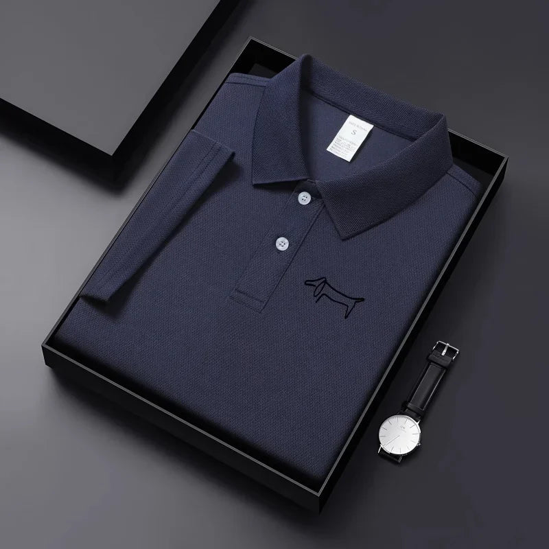 2026 New Summer Premium Solid Color Men's Golf Collar Breathable Fabric Social Casual Top Men's Collar T-shirt