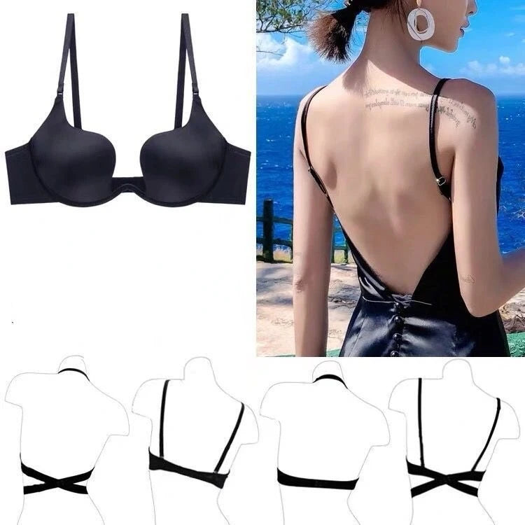 Sexy Women Lingerie U Backless Bras Underwear Deep U Low Cut Push Up Bra Intimates Female Breathable Bralette