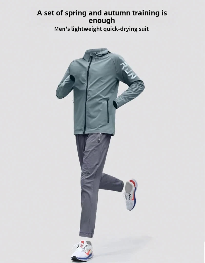 Men's Early Autumn Running Quick-Dry Sportswear Set Varying Weather Cycling Jacket Fitness Casual Athletes Training Outdoorwear