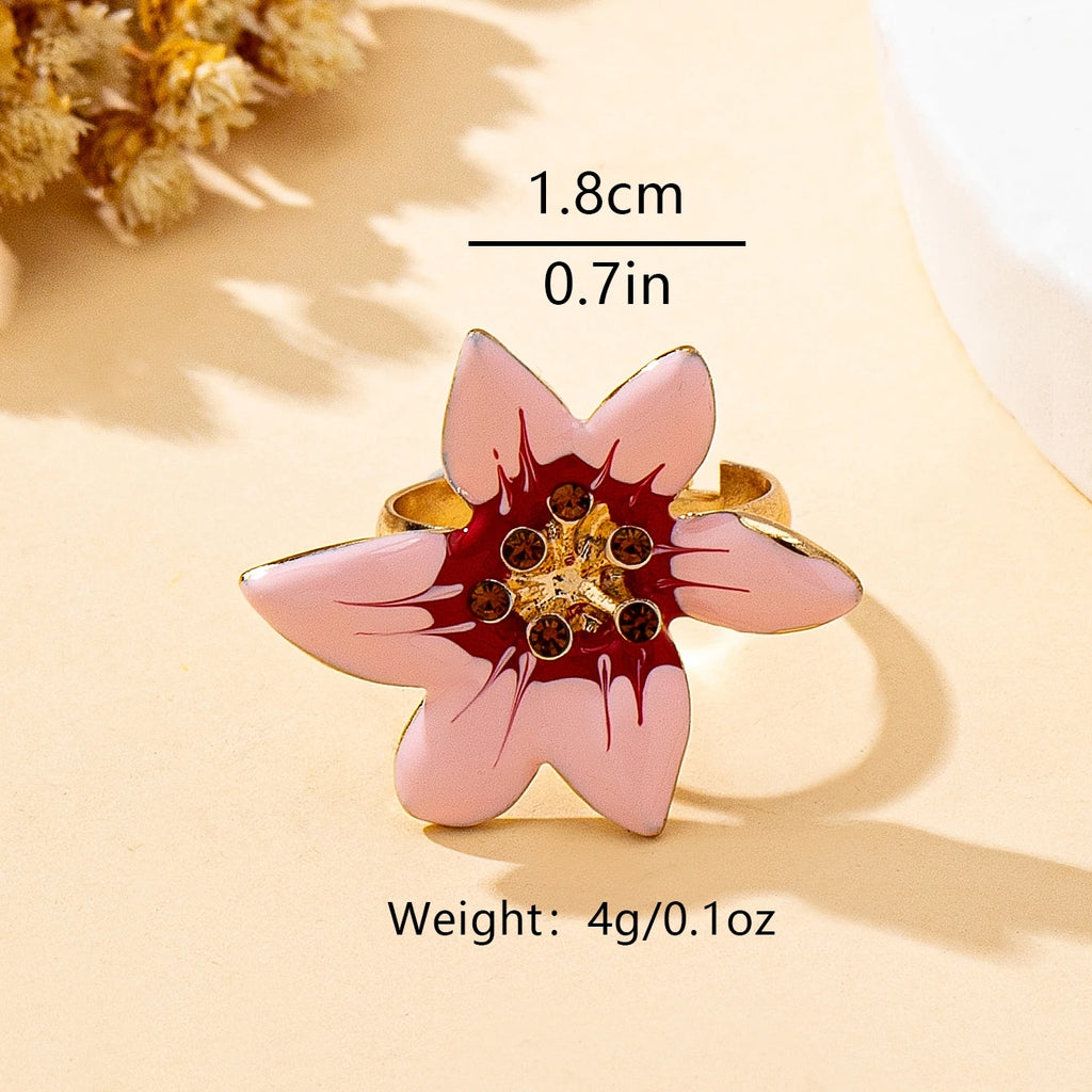 Women's Rings, Colorful Flower Rings with Enamel Craftsmanship, Elegant Rings Suitable for Daily Wear and Vacation Wear
