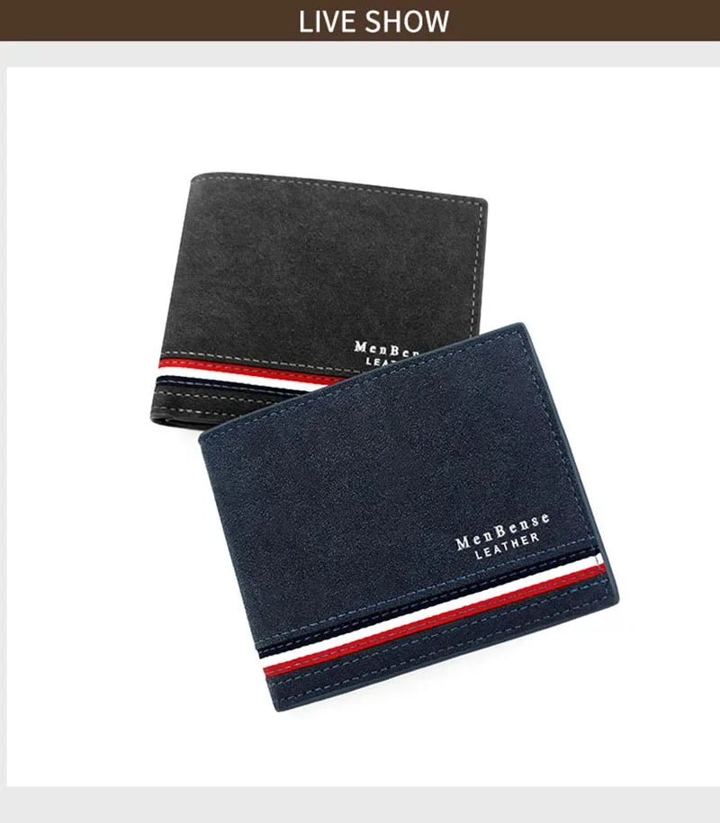 Luxury Men's Short Wallet - High Quality PU Leather Purse, Bifold Zipper Coin Pocket & Slim Card Holders with Money Clip