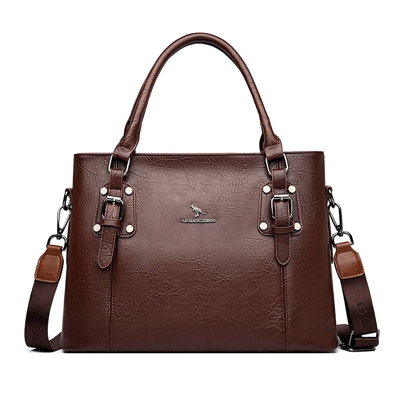 Genuine Brand Soft Pu Leather HandBags Designer Top-Handle Bags Shoulder Crossbody Bags for Women Large Capacity Casual Tote Sac