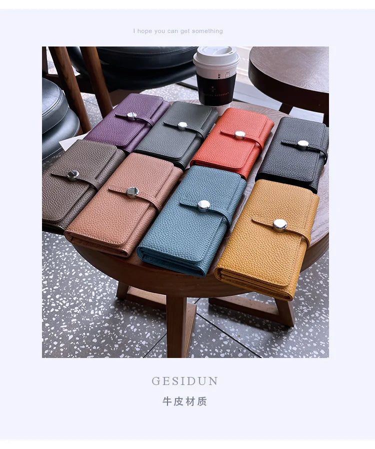 Genuine Leather Wallet Women Long Clutch Fashion Luxury Brand Ladies Purses Card Holder Zipper Coin Pocket High Quality Billfold
