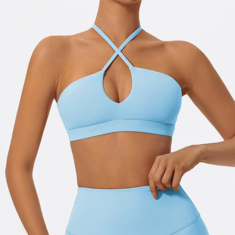 Hearuisavy Summer Gym Top Women Training Yoga Clothes Stretch Sports Underwear Fitness Workout Cross Yoga Bra Sexy Sports Bra