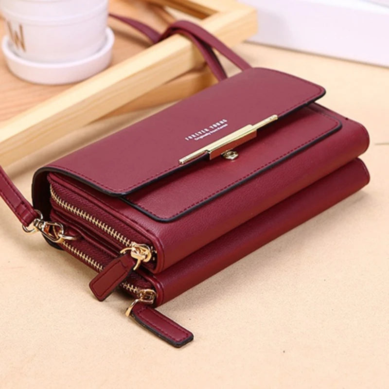 2026 New Korean Style Women Long Wallet Large Capacity Multi Functional Clutch Purse Coin Pocket Shoulder Crossbody Bag For Dail