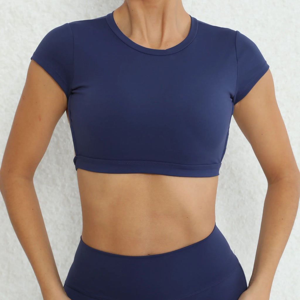New Sports Shirts Breathable Workout Sportswear Fitness Backless Yoga Clothing Chest Pads Sport Crop Tops Gym Top Women