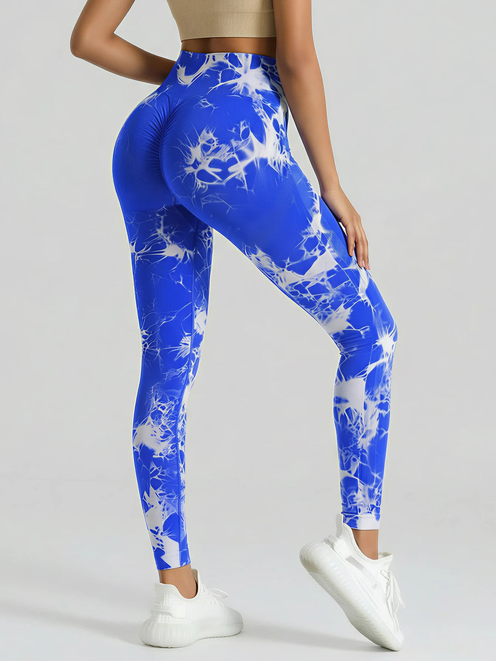 Women's High Waist Seamless Yoga Pants, Tie Dye Print Peach Shaped Butt Lifting Leggings for Running Fitness Workout
