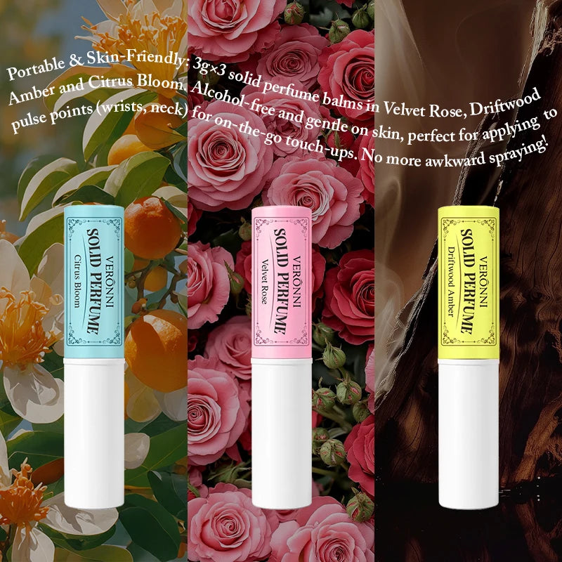 3Pcs/Box Solid Woman Body Pheromone Perfume Solid Balm Long Lasting Fragranc Light Fragranc Portable Solid Perfume Balm