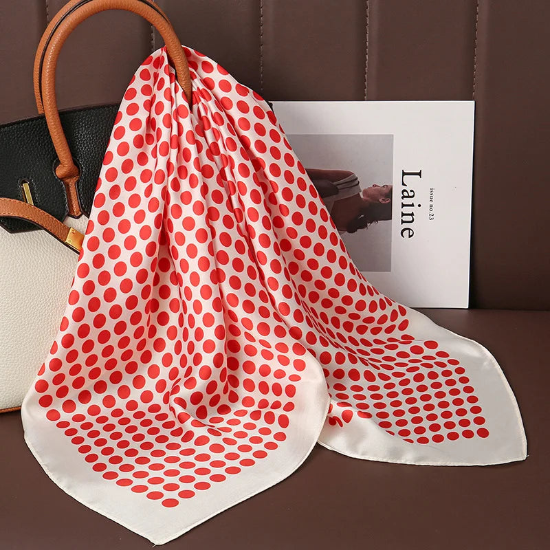 2025 Luxury 70cm Silk Square Scarf Women Print Satin Neck Tie Female Hair Wrist Bandana Headkerchief Shawl Wrap Hijab Echarpe