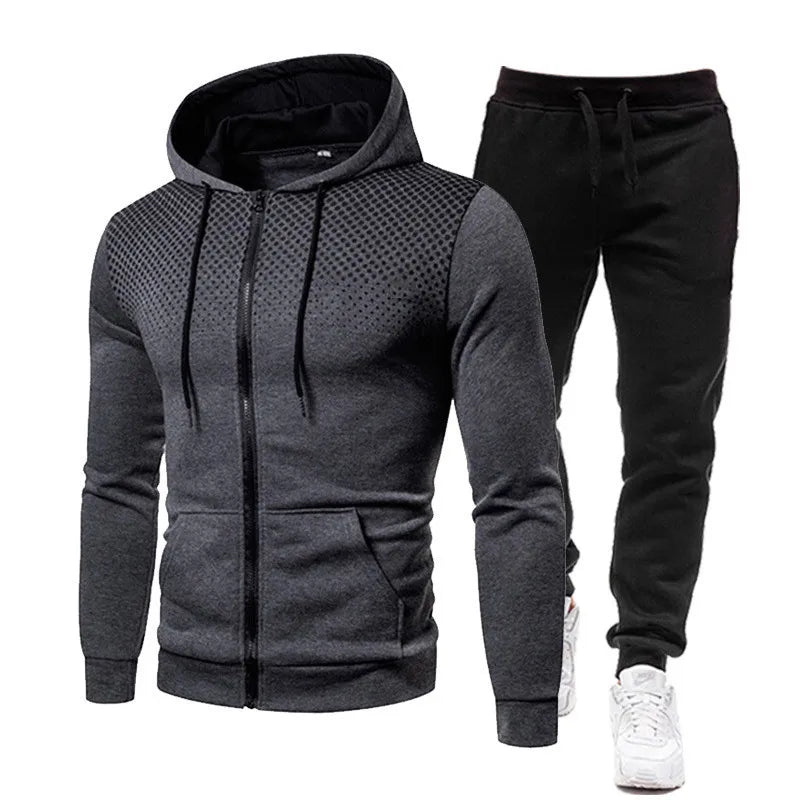 2025 Popular two-piece men's sportswear jogging suit sportswear hooded sweatshirt zipper sweatshirt autumn and winter clothing