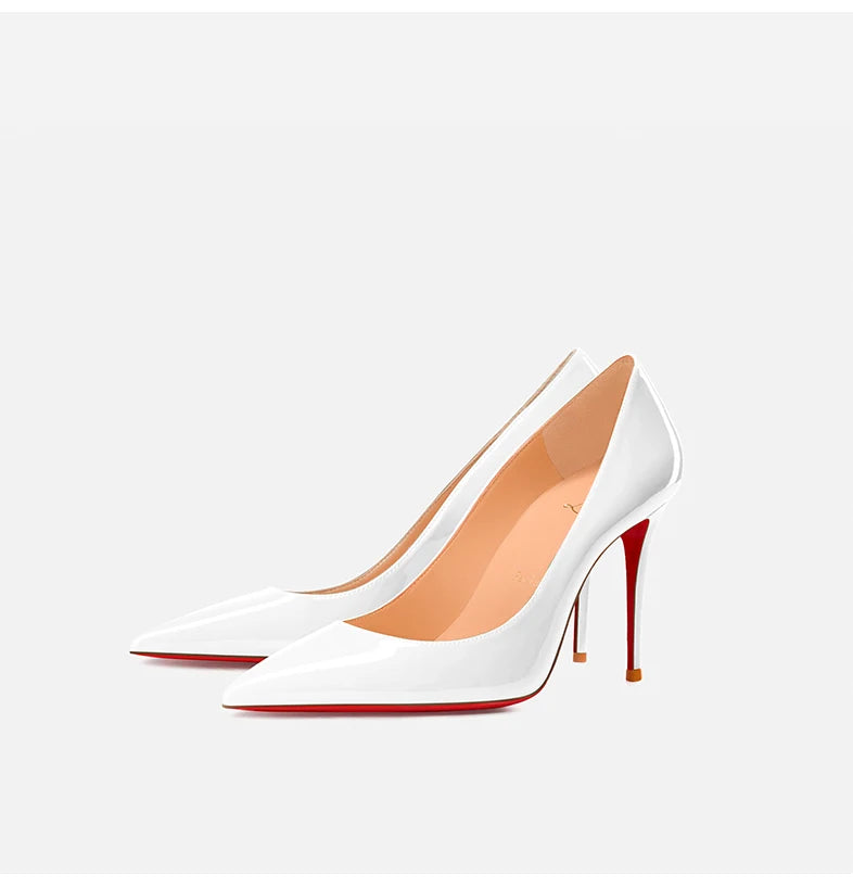 Women Heels Naked Color Women's Elegant High Heel Luxury Black Shoes Woman 2026 Red Shiny Bottoms Pointed Toe Party Ladies Women