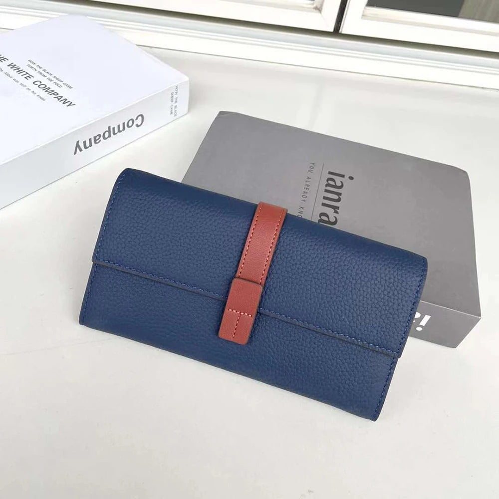Luxury Genuine Leather Women Long Wallet Custom Name Female Card Holder Clutch Bag Fashion New Personalize Initials Purse Wallet
