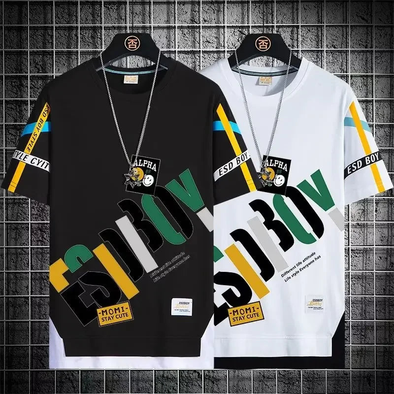 Summer  Fashion Short Sleeve Tops Tees Men 2024 New Men's T Shirt Casual Harajuku Men Clothing Print Graphics T Shirts Men