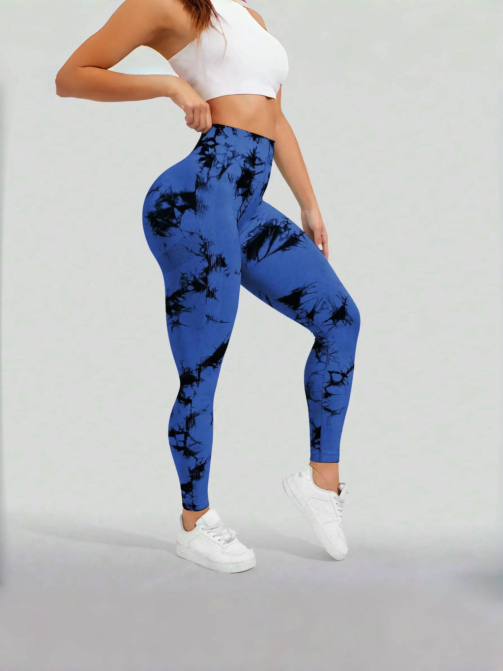 Women's High Waist Seamless Yoga Pants, Tie Dye Print Peach Shaped Butt Lifting Leggings for Running Fitness Workout