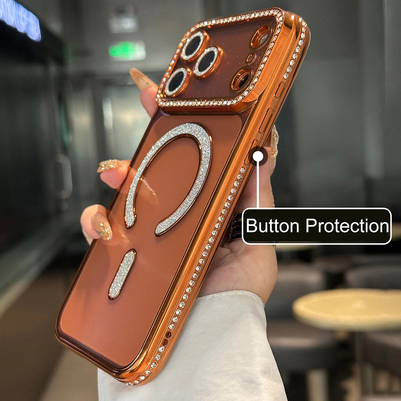 Luxury Bling Diamond Lens Glitter For Magsafe Case For iPhone 17 Pro Max Air 16 15 14 13 12 11 Plus Magnetic Shockproof Cover