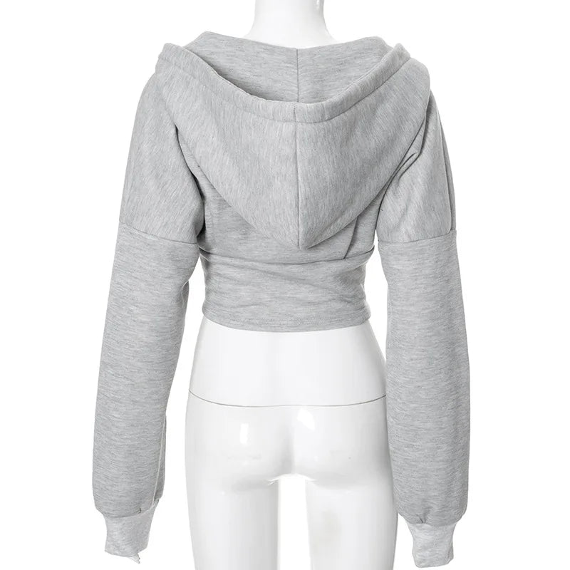 Crop Zip Up Jackets Hoodie Tops Y2K Streetswear 2024 Women Winter Clothes Sexy Fashion Sweatshirts Cropped Coat Jackets Tops