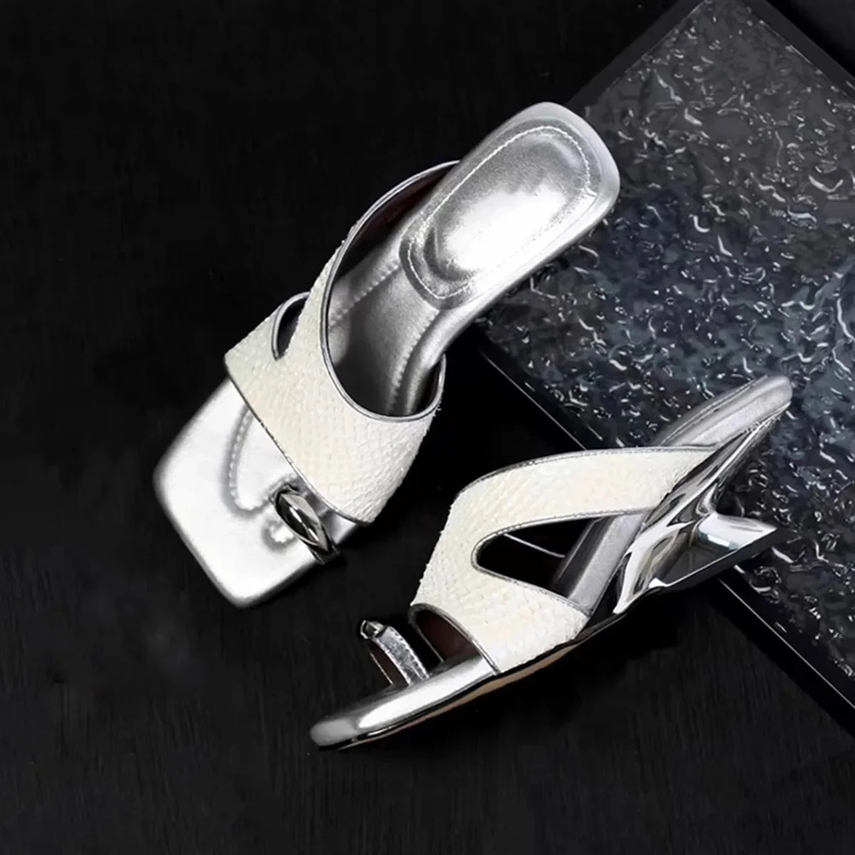 French Fairy Tale Style Metal Buckle Wedge Heel Soft Bottom Fashionable Sandals Women Summer New No Fatigue Slip-On Shoes