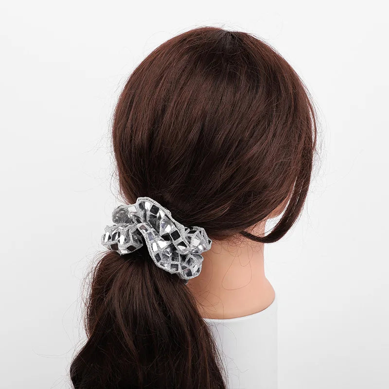 6Pcs Sequin Disco Ball Hair Ties Band for Girls 70s Music Birthday Bachelorette Wedding Party Theme Favors Hair Accessories