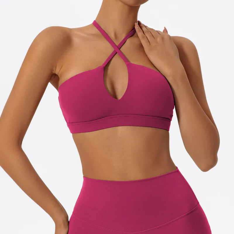 Hearuisavy Summer Gym Top Women Training Yoga Clothes Stretch Sports Underwear Fitness Workout Cross Yoga Bra Sexy Sports Bra
