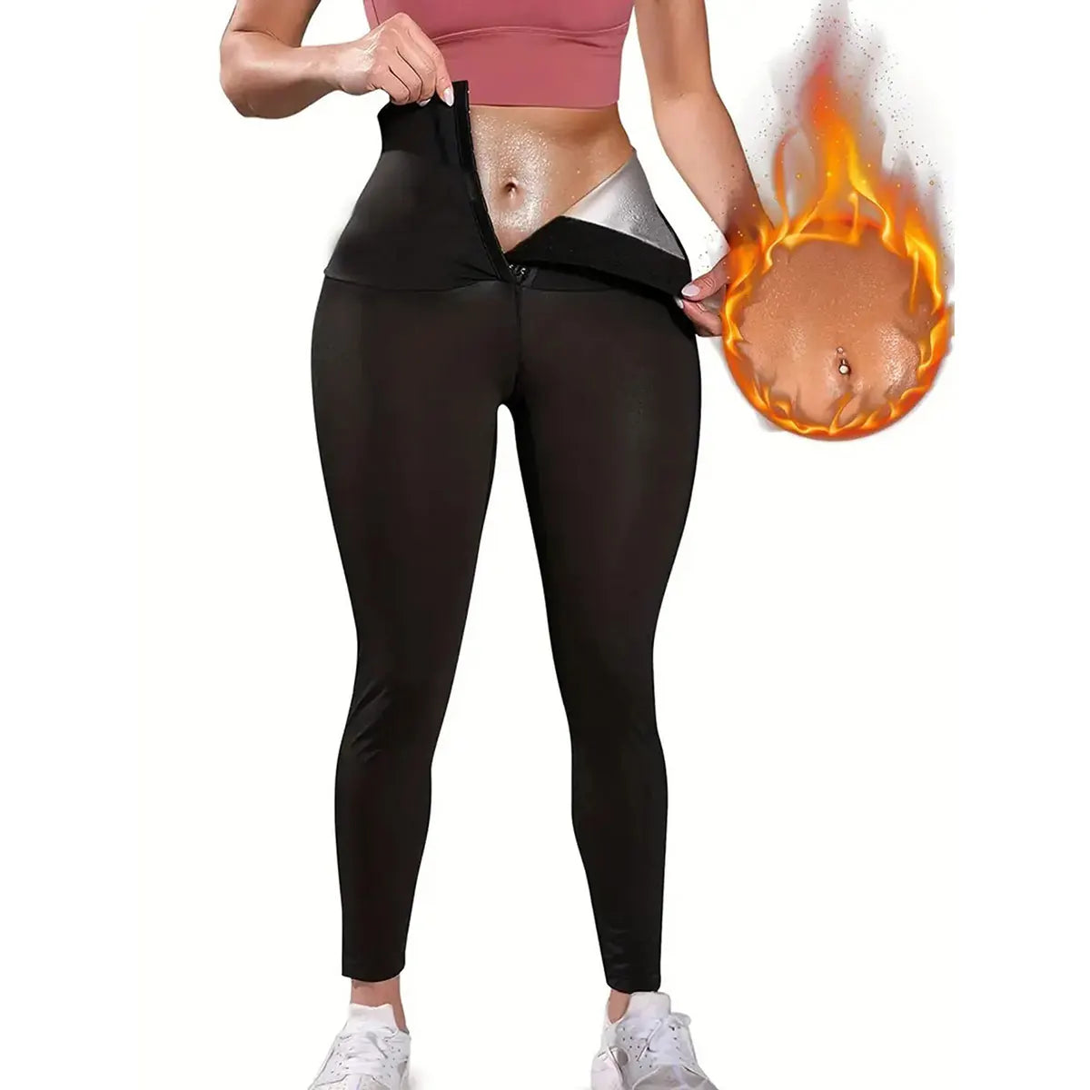 Sauna pants women's sweat-absorbent cropped pants slim leggings, abdomen shaping pants high waist exercise fitness suit