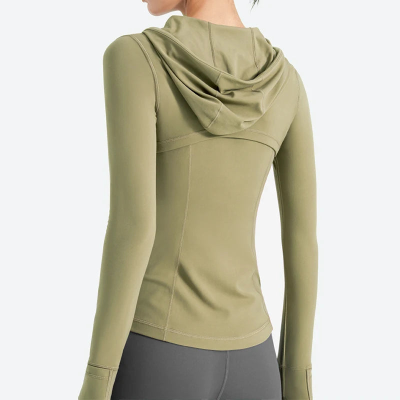 Autumn Winter Sport Jacket Women Quick Dry Fitness Gym Jacket Windbreaker Running Hoodies Long Sleeve Yoga Shirts Top Sportswear