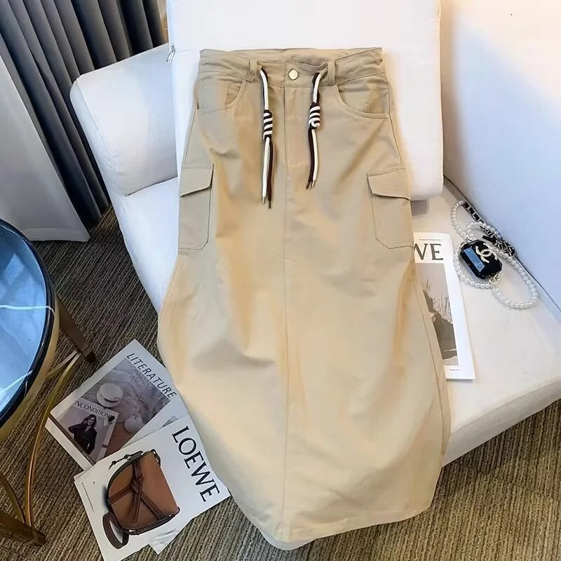Skirt Women Women's Skirt Woman Clothing Workwear Skirt Women's Autumn Large Size High Waist Slim Pocket Joker Split Long Skirt
