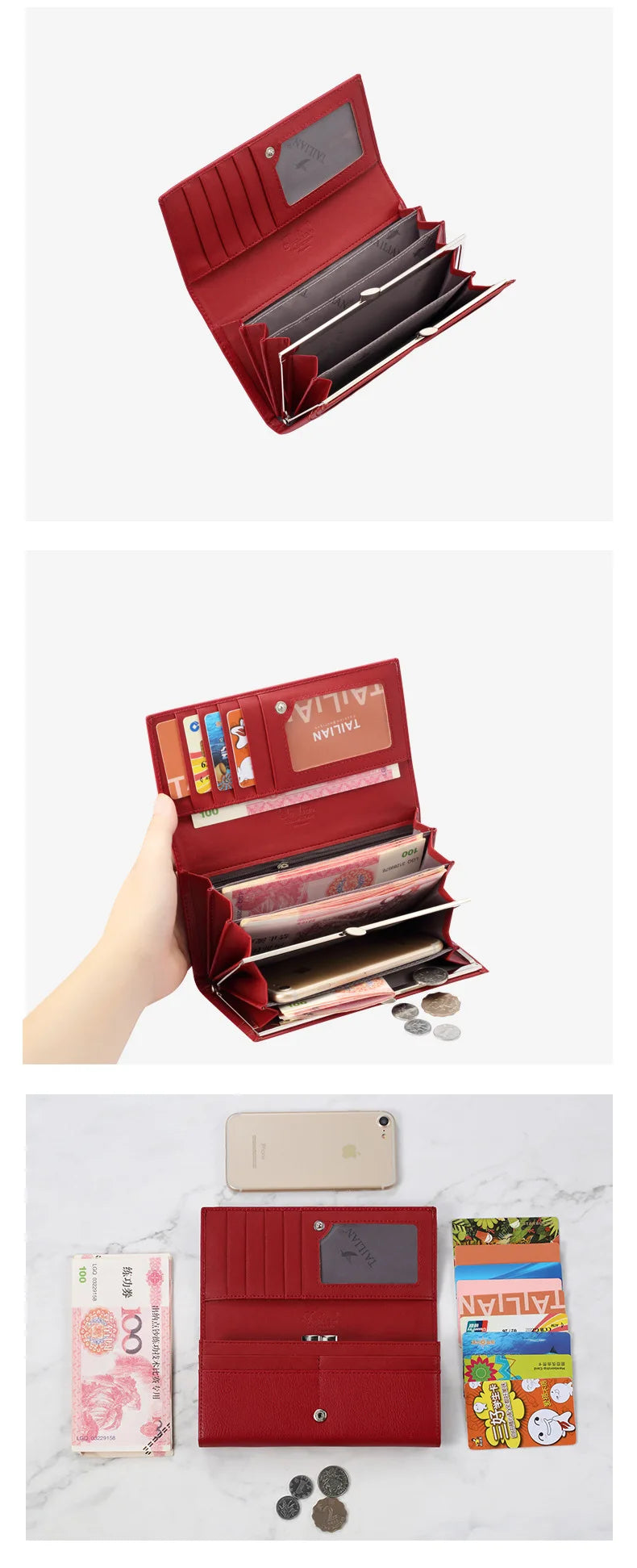Women's Multifunction Luxury Wallets Long Wallet Female Leather Purse ID Card Holder Women Purses Ladies Clutch Phone Bag Purse