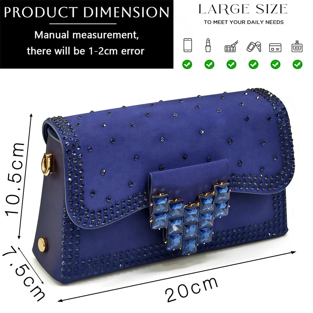 Venus Chan 2026 INS Italy Elegant Rhinestone Pointed Toe High Heels & Matching Bag Set - Perfect for Women's Parties & Weddings