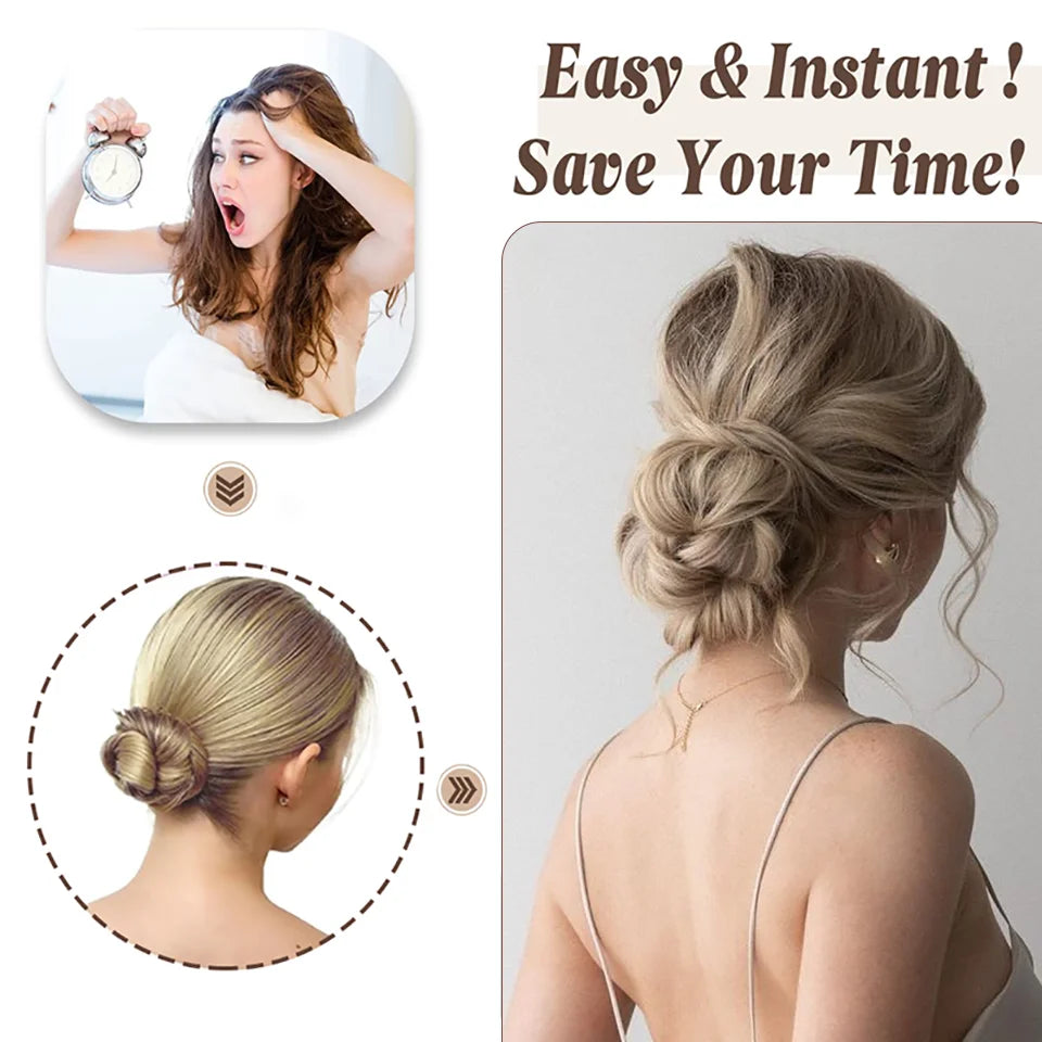 Claw Clip Messy Chignon Wavy Curly Hair Bun Clip in Claw Ponytail Synthetic Tousled Updo Scrunchie Hairpiece for Women