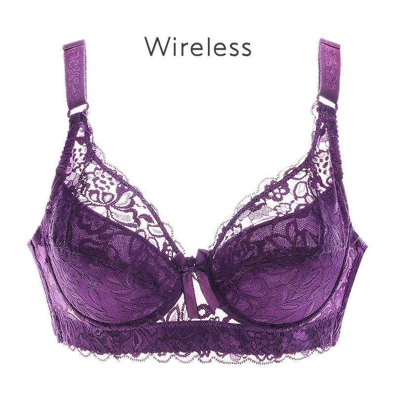 Women's Sexy Lace Wireless Push Up Bra Sexy Wire Free Bras For Women Plus Size 75-105 B C D Thin Cup Bralette Lingerie Intimates