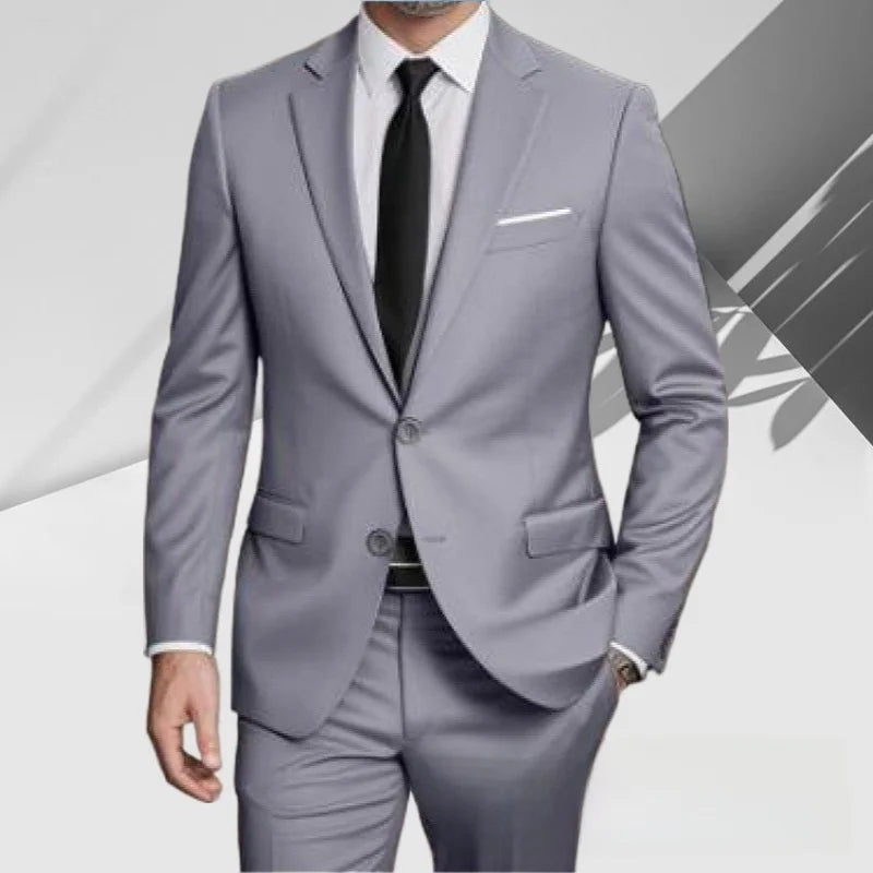 Men's Slim Fit Two-Piece Suit Set Casual Business Formal Wedding Groomsmen High-End Sensation Polyester Fashion Urban