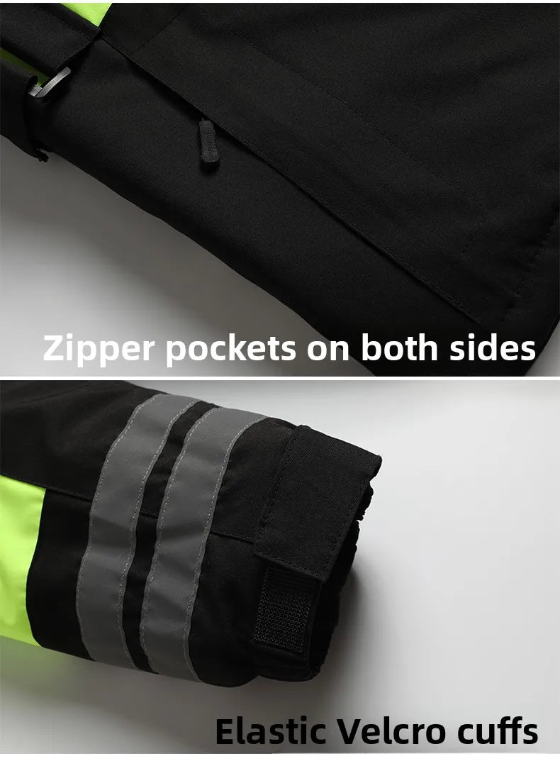 Thiened Fce Workwear Jaet ex Warm Windproof Reflective Cotton Coat Men's Casual Sle Removable Hat Zipper Closure