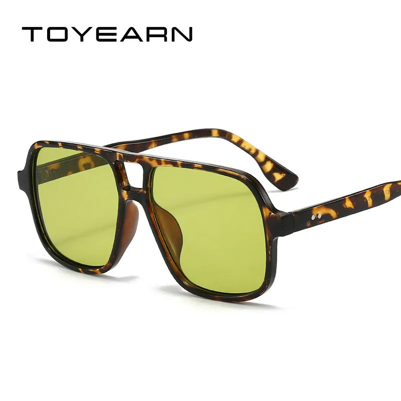 Vintage Double Bridge Square Pilot Sunglasses Women For Men Sun Glasses Punk Oversized Big Frame Luxury Brand Designer Shades