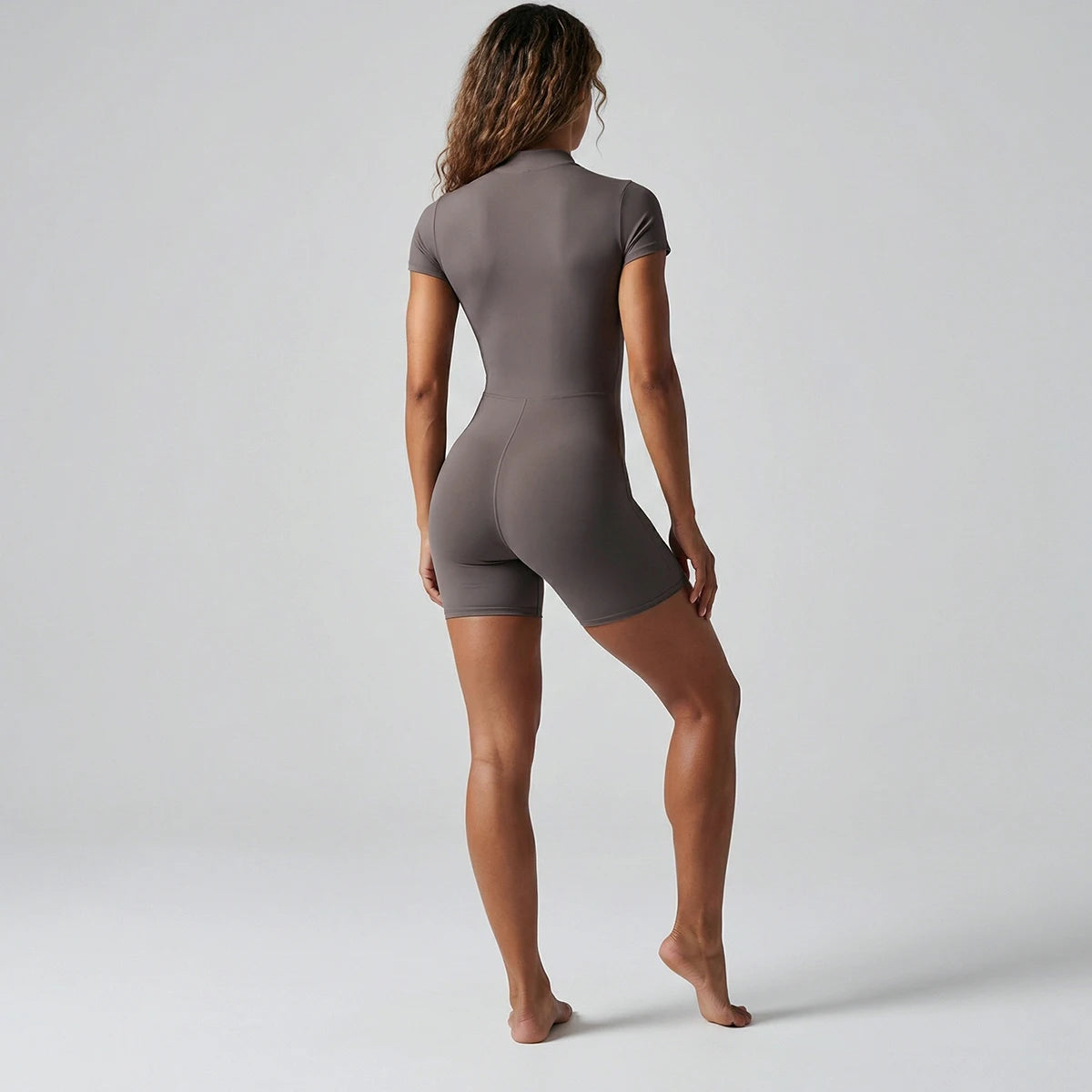 Rooftrellen Woman Yoga Bodysuits Running Sports Push Up Half Zipper One-Piece Jumpsuits Summer Peach Buttocks Push Up Yoga Set