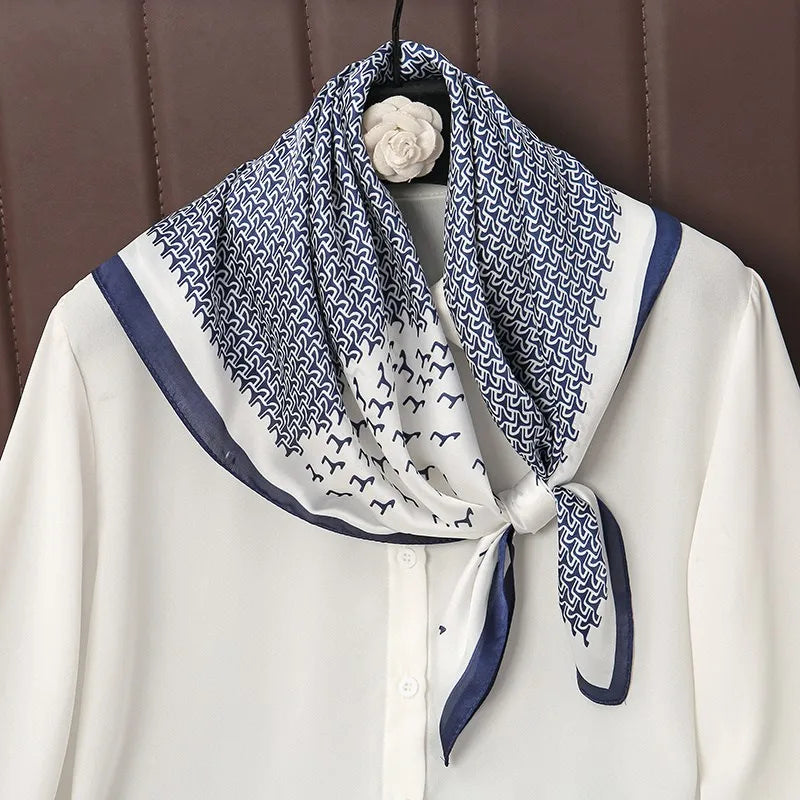 2025 Luxury 70cm Silk Square Scarf Women Print Satin Neck Tie Female Hair Wrist Bandana Headkerchief Shawl Wrap Hijab Echarpe