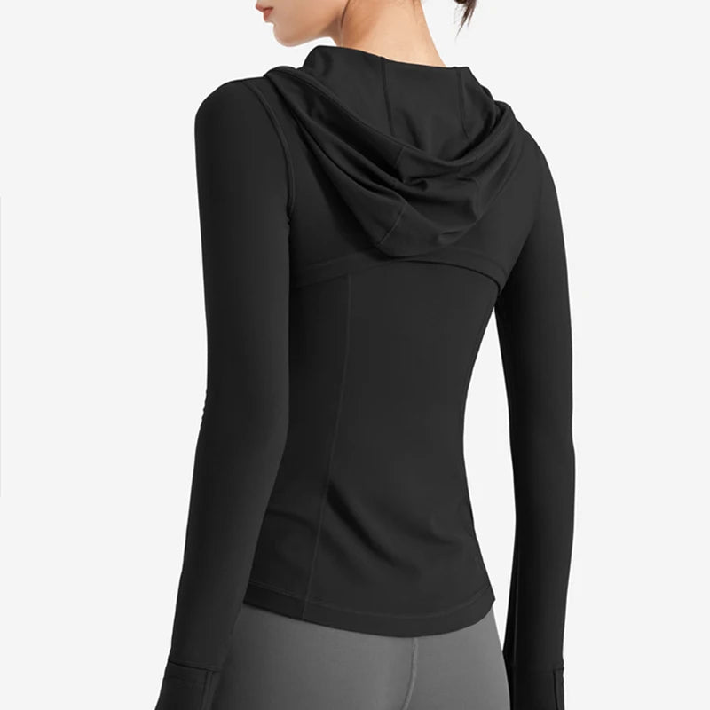 Autumn Winter Sport Jacket Women Quick Dry Fitness Gym Jacket Windbreaker Running Hoodies Long Sleeve Yoga Shirts Top Sportswear