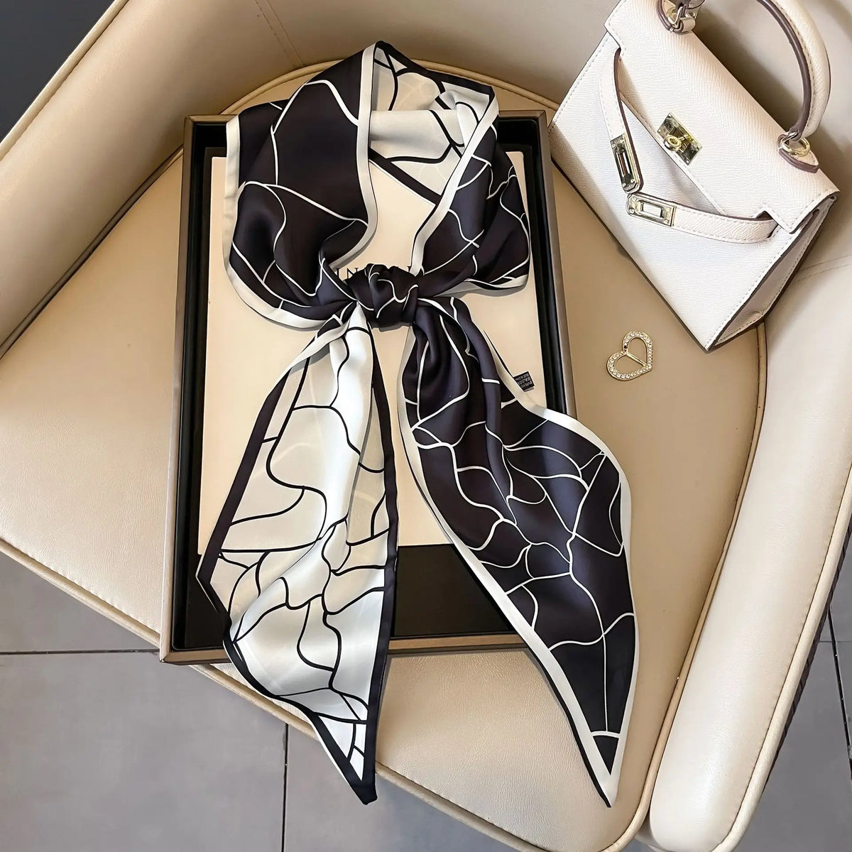 Luxury Long Neckerchief Skinny Hair Bands Women Silk Scarfs Fashion Headbands Bag Scarves Print Hairband Neck Scarf For Ladies
