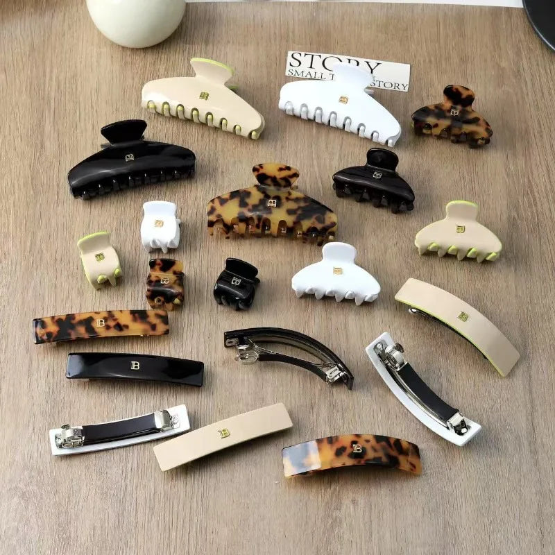 Korean Version of Letter B Hairpin Acetic Acid Arc Grab Clip Girl High Ponytail Premium Hair Accessories Crab Hair Claws