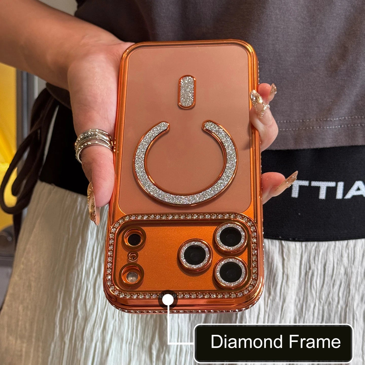 Luxury Bling Diamond Lens Glitter For Magsafe Case For iPhone 17 Pro Max Air 16 15 14 13 12 11 Plus Magnetic Shockproof Cover