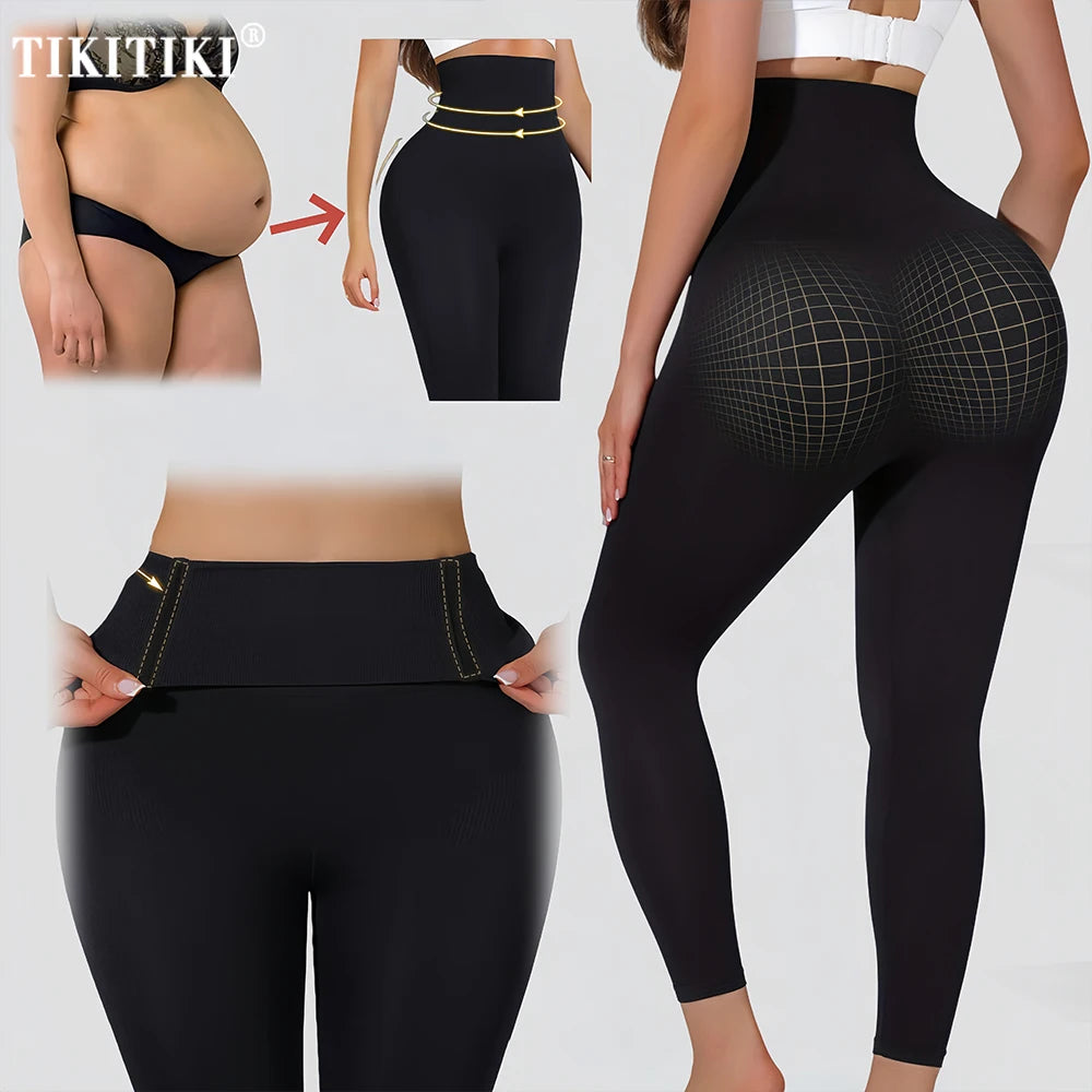 High Waisted Tummy Control Compression Shapewear Leggings For Women Butt Lifting Yoga Pants Body Shaper Footless Tights